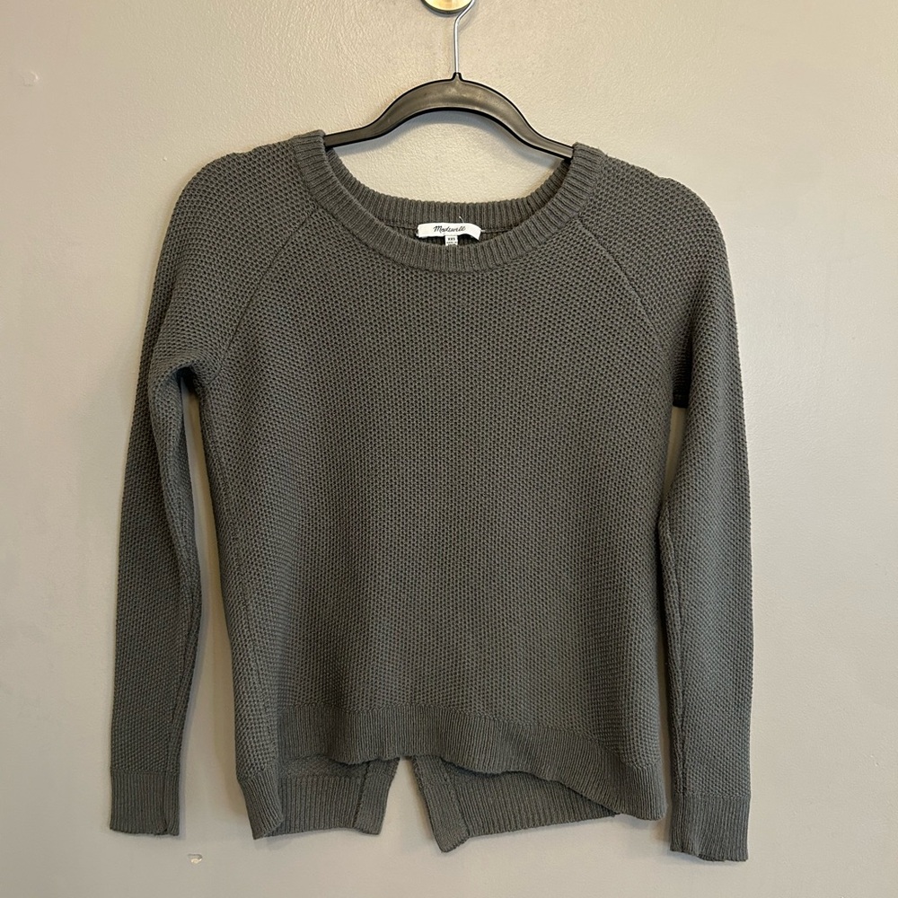 Madewell Olive green Split Back Sweater Size XXS cotton blend
